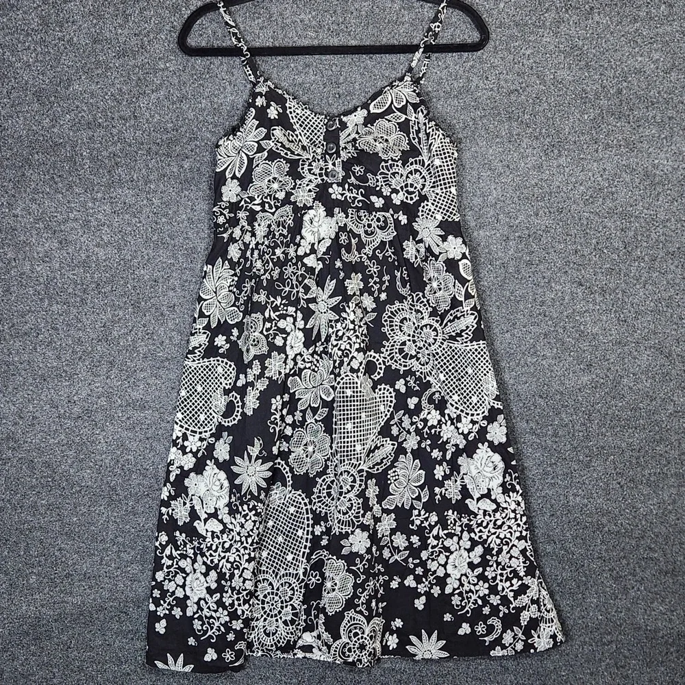 No Boundaries Black White Floral Babydoll Dress Y2K Whimsigoth Cotton Juniors M